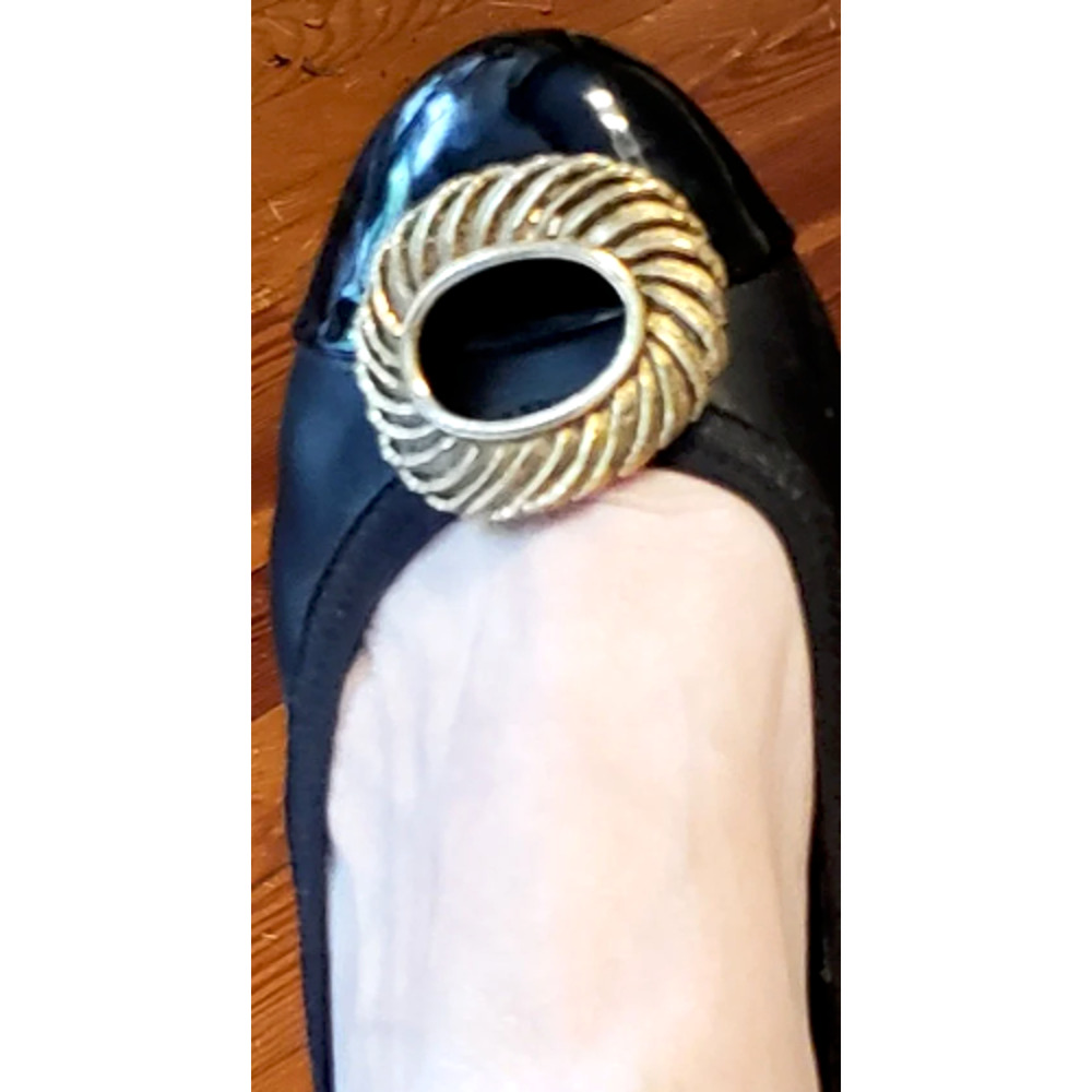 Vintage Musi Shoe Clips Large Ribbed Gold-tone‎ Shoe Ornament Designer acc-